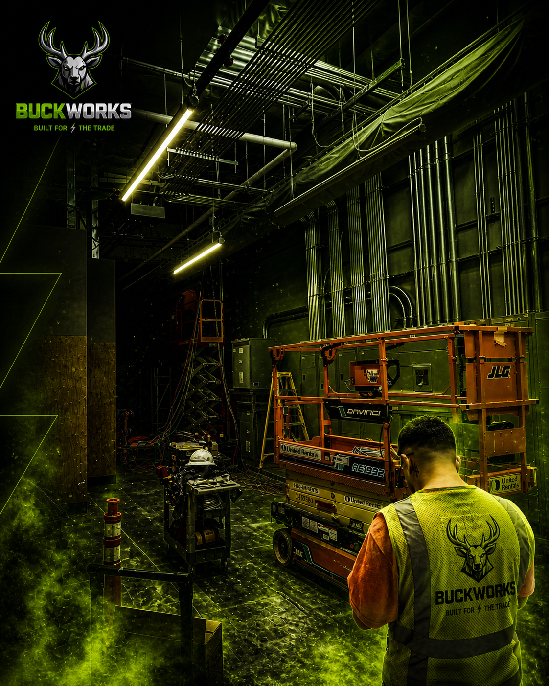 Buckworks electrician on the jobsite